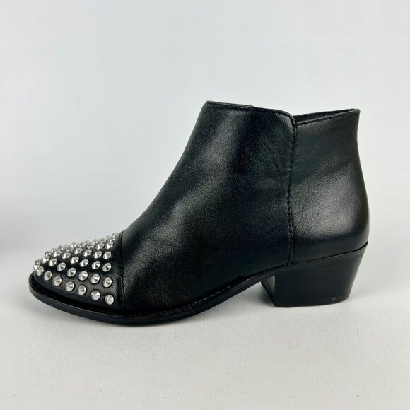 Steve Madden Womens Prague Black Leather Studded Toe Ankle Booties size 6 - Picture 6 of 16